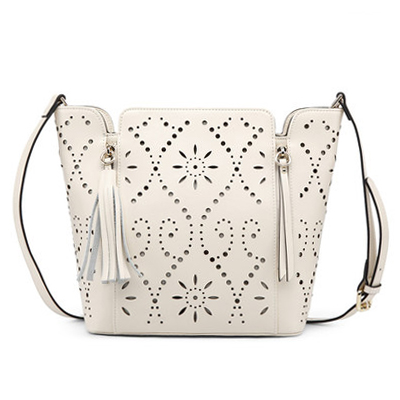镂空牛皮女包2016时尚购物袋潮女士包包水桶单肩斜跨包女
