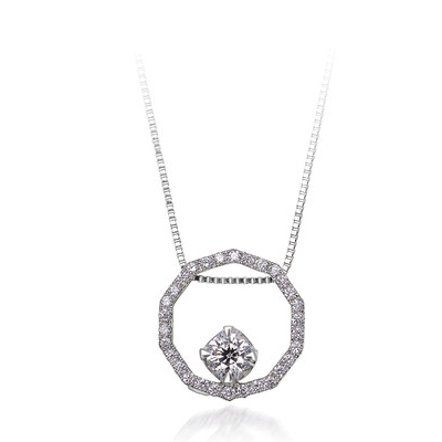 新一代钻石蓝色火焰项链18K金结婚吊坠